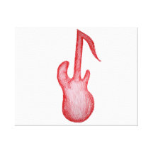 Red bass music note in crayon gallery wrapped canvas