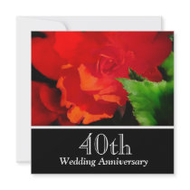Red Begonia Wedding Anniversary Invitation