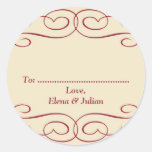 Red beige scroll custom Christmas holiday gift tag Stickers