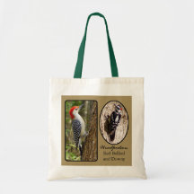 Red Bellied and Downy Woodpecker Tote Bag