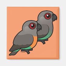 Red-bellied Parrot Pair Refrigerator Magnets