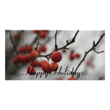 Red Berrries Happy Holidays Photo Card
