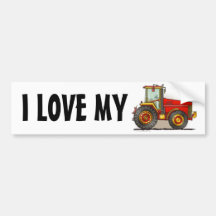 "Red Big Tractor, I LOVE MY…Bumper Stickers"