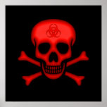 Red Biohazard Skull Poster posters