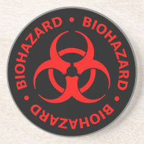 Red Biohazard Symbol Coaster w/ Text coasters