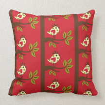 Red Bird and Flowers MOJO Pillow