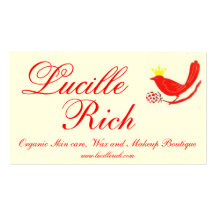 red birdfinal, Lucille, Rich, Organic Skin care... Business Card Template