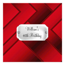 Red Birthday Party  Invitation
