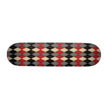 Red Black and Grey Argyle Custom Skateboard