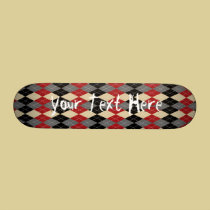 Red Black and Grey Argyle Personalized skateboards