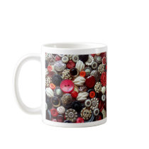 Red Black and Silver Button Collage Mugs