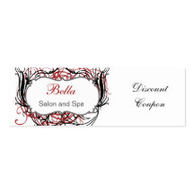 red,black and white Chic discount coupon Business Card Template