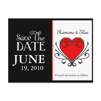 Red Black and white save the date Post Cards by perfectwedding Red Black and white save the date Post Cards by perfectwedding