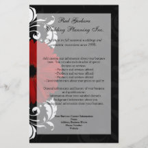 Red, Black and White Scroll Gerbera Daisy Flyer Design