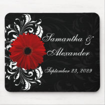 Red, Black and White Scroll Gerbera Daisy