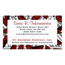 Red & Black Animal Print High Heel Shoe business cards