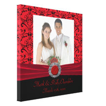Red & Black Baroque Jewel Add A Photo Frame Up Gallery Wrapped Canvas