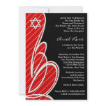 Red Black Bat Mitzvah invitations
