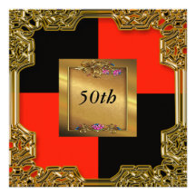 Red Black Birthday Party Invitations