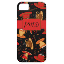 Red & black Coffee Cups Customize Monogram Initial iPhone 5 Cover