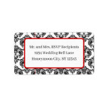 Red & Black Damask #4 Dots Shipping Address Labels
