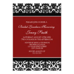 Red Black Damask Bridal Lunch Invitation Cards