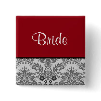 Red & black damask design pin