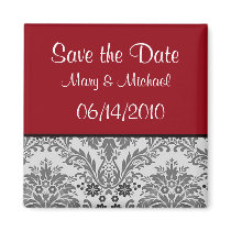 Red & black damask design refrigerator magnets