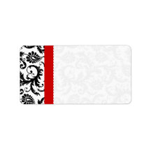 Red & Black Damask Dots Shipping Labels