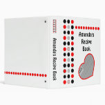 Red Black Dots Heart Recipe Book Binders