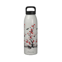 Red & Black Flower Drinking Bottles