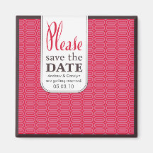 Red Black Geo Abstract Save the Date Invitation Fridge Magnet