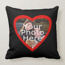 Red/Black Heart Photo Frame Custom Pillow