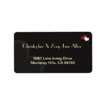 Red & Black Hearts Address Label