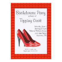 Red & Black High Heel Bachelorette Party Invite