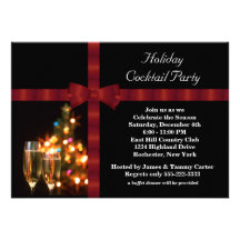 Red & Black Holiday Cocktail Party Invitations