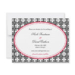Red black lace oval preppy wedding save the date custom invitations