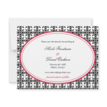 Red black lace oval preppy wedding save the date custom invitations
