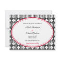 Red black lace oval preppy wedding save the date invitations