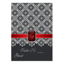 Red & Black Lace Wedding Table  PlaceCard Business Card