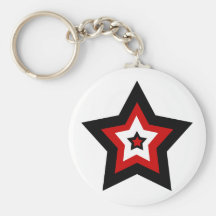 Red black n white star key chain