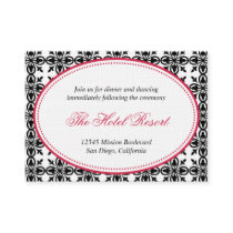 Red black oval lace preppy wedding reception cards business card templates