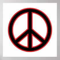 Red & Black Peace Symbol Print