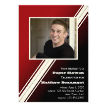 Red Black Racing Stripe Birthday Party Invitation