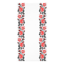 Red&Black Rose cross-stitch Russian Pattern Photo Greeting Card