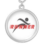 Red black runner design round necklace