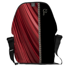 Red, black, silver chain, monogram commuter bag