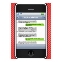 Red/Black Smart Phone iParty Birthday Party Personalized Announcements