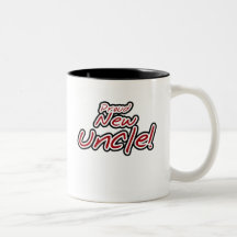 Red/Black Text Proud New Uncle Coffee Mugs