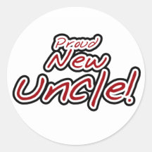 Red/Black Text Proud New Uncle Sticker